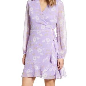 All in favor purple floral wrap dress